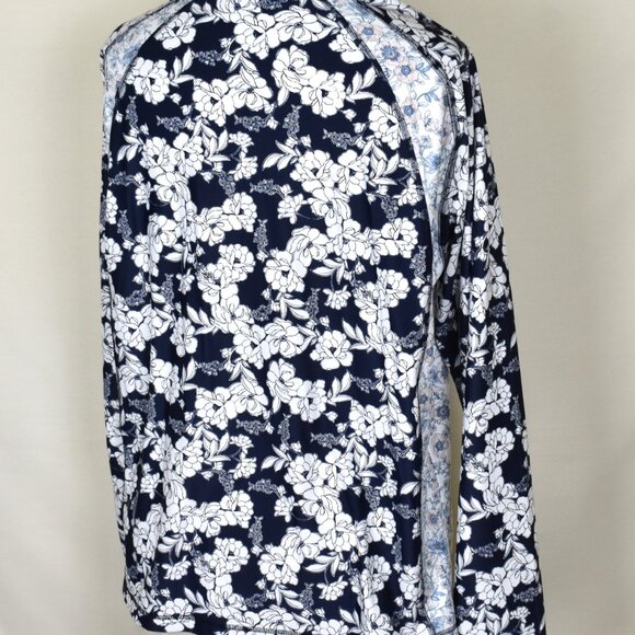 J.CREW Top 3X Floral Print Long Sleeve 1/2 Zip Front Machine Wash - Picture 4 of 6